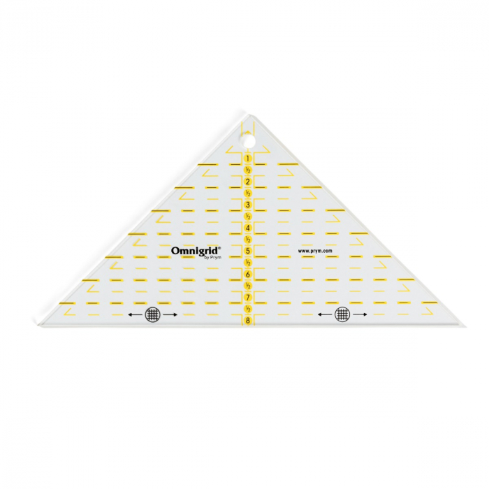 Rigla tip triunghi de 45 de grade, pentru croitorie, patchwork, design grafic, gradata in inch, PRYM 611640 [1]