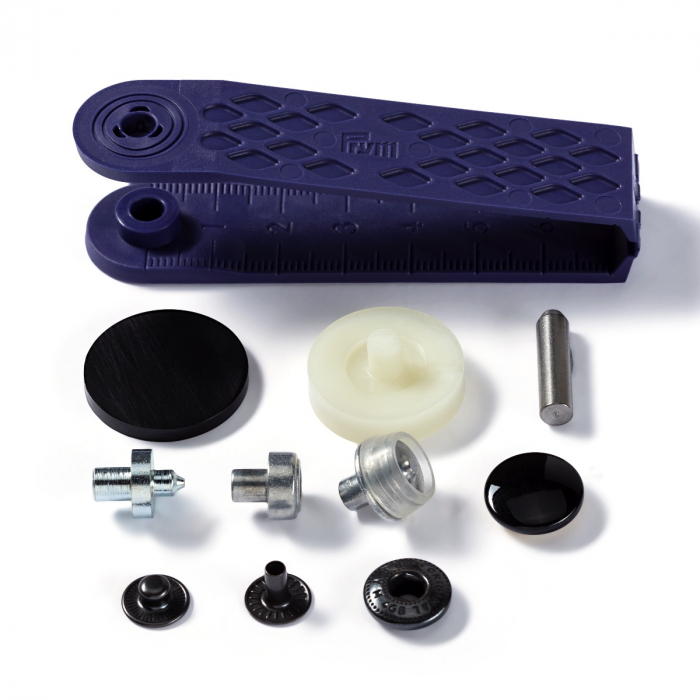 Set capse metalice, anorak pentru textile, negru oxid, de 15 mm, cu aplicator, Prym, 390307 [2]