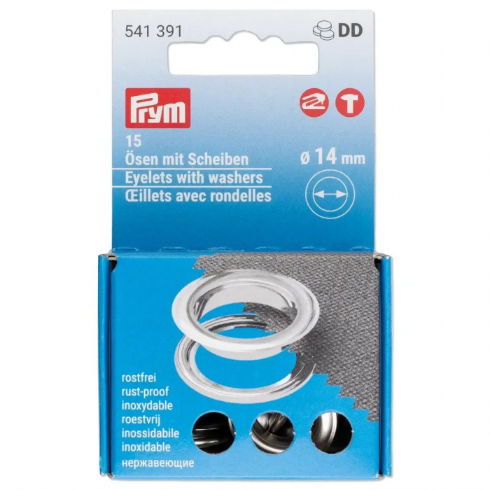 Set ocheti cu saiba argintii, diametru 14 mm, 20 bucati, Prym [1]