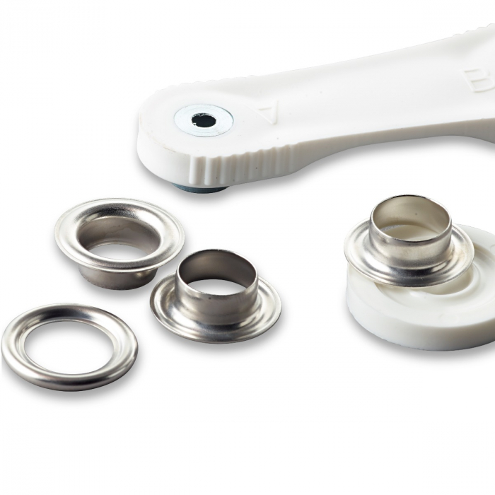 Set ocheti de 11 mm, cu dispozitiv de atasare, argintii, 15 buc, Prym, 541370 [2]