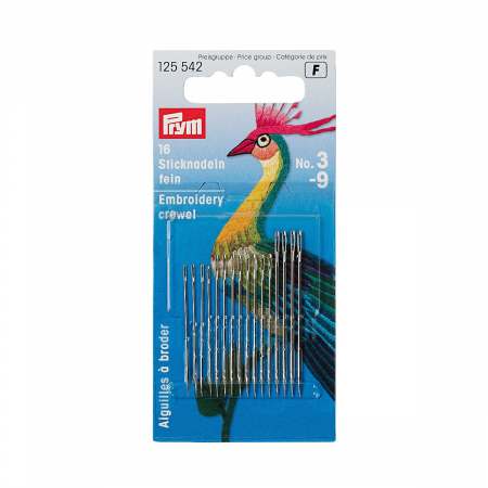 Ace de cusut - Ace de brodat/cusut, set (16 ace), masuri de la Nr.3-9, Prym,125542