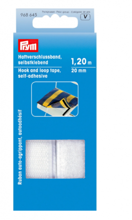 Mercerie - Banda Velcro, arici, auto-adeziva,  1,20 m lungime x 20 mm latime, alb