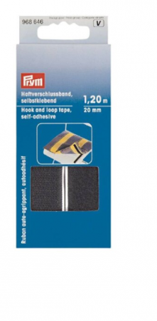 Mercerie - Banda Velcro, arici, auto-adeziva, 1,20 m lungime x 20 mm latime, negru, Prym