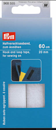 Mercerie - Banda Velcro, arici, de cusut, 60 cm lungime x 20 mm latime, alb Prym