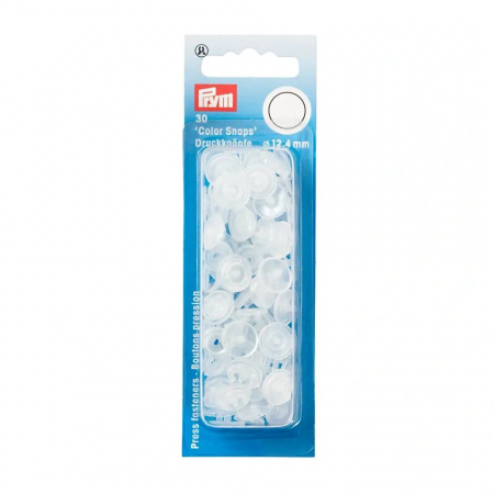 capse din plastic, rotunde, 30 de bucati, diametru 12.4 mm, transparente lucioase Prym [1]