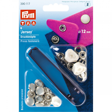 Capse nasturi fermoare - Capse Jersey metalice, pentru tricot, diametru 12 mm cu capac perlat. Prym, 390117