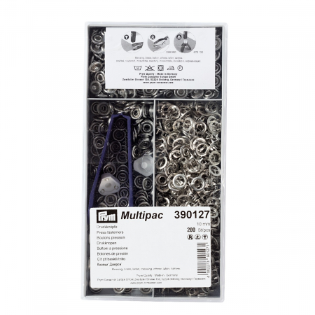 Capse nasturi fermoare - Capse metalice jersey, 10 mm, 200 bucati, finisaj argintiu, pentru materiale subtiri si elastice  Prym