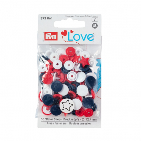 Capse nasturi fermoare - Capse plastic/30 buc/ 12.4 mm/ cod 393061, colectia Prym love