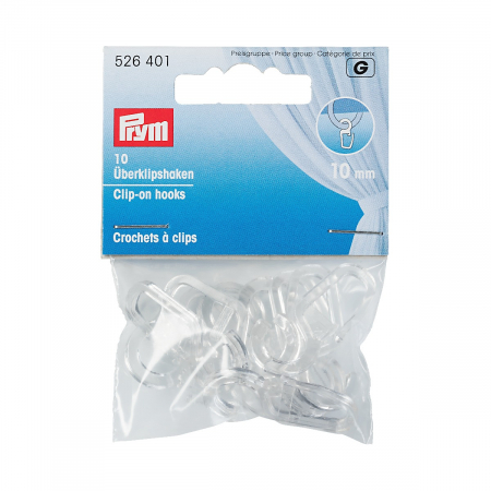Carlige din plastic transparent pentru perdea (6 mm), 10 buc, Prym, 526400 [2]