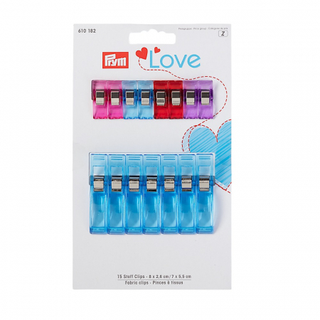 Accesorii - Clipsuri fixare tipare, textile, 2,6 - 5,5 cm, Prym love 15 buc