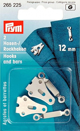 Capse nasturi fermoare - Copci pantaloni, fuste, finisaj argintiu (carlig si bara 12 mm), Prym
