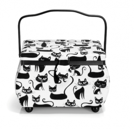 Cutii si organizatoare - Cos de depozitare accesorii de croitorie, 30x20.5x19cm, Design M Cats, Prym