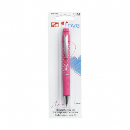 Creioane marker lupa - Creion croitorie, de marcat, cu mina roz de 0.9 mm si radiera, lavabil, Prym love 610850