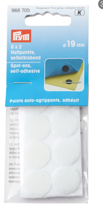 Accesorii - Discuri auto-adezive, arici tip velcro, 8 perechi, 19 mm diametru, alb Prym