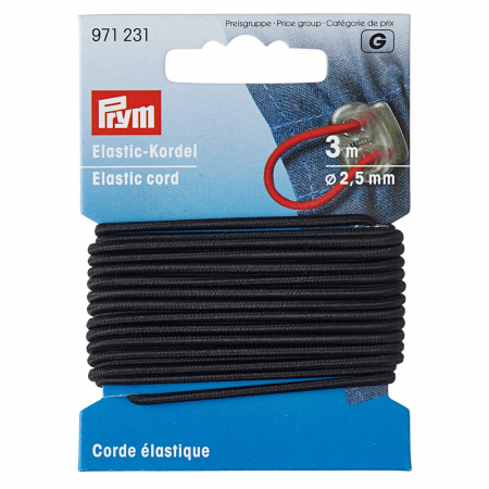 Mercerie - Elastic 2.5 mm, tip snur, Prym 971231 -negru 971231