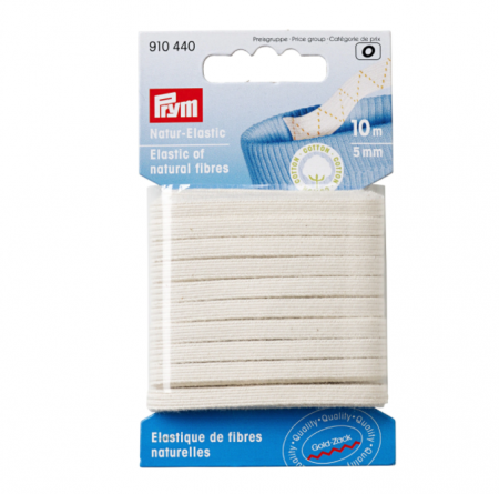 Elastic Velcro Viledon - Elastic din fibre naturale, 5 mm latime, 10 m lungime, alb, Prym
