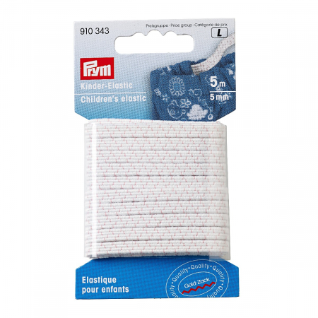 Elastic Velcro Viledon - Elastic pentru imbracaminte copii, 5 mm, alb, Prym, 910343