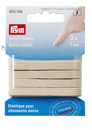 Elastic Velcro Viledon - Elastic pentru pantofi, cipici de balet, 7 mm latime, 3 m lungime, bej, Prym