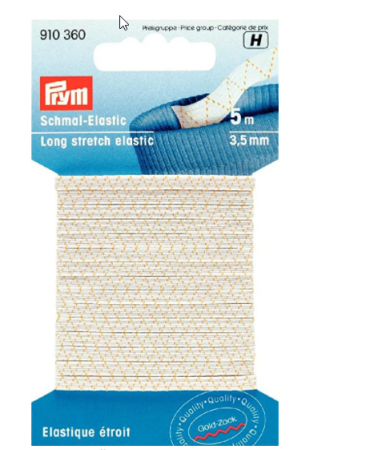 Elastic Velcro Viledon - Elastic Prym, 3.5 mm, Alb