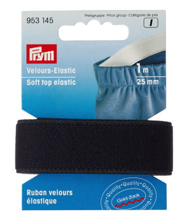 Elastic Velcro Viledon - Elastic soft din velur 25 mm latime, 1 m lungime, negru, Prym