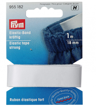 Elastic Velcro Viledon - Elastic strong 18 mm latime, 1 m lungime, alb, Prym
