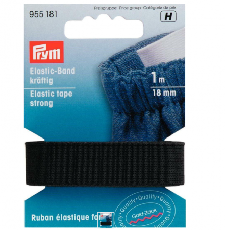 Elastic Velcro Viledon - Elastic strong 18 mm latime, 1 m lungime, negru, Prym
