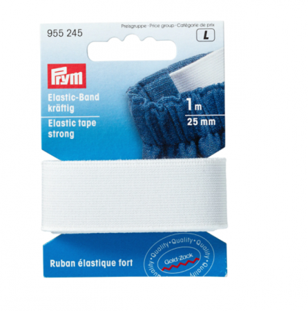 Elastic Velcro Viledon - Elastic strong 25 mm latime, 1 m lungime, alb, Prym