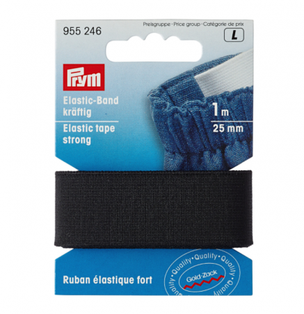 Elastic Velcro Viledon - Elastic strong 25 mm latime, 1 m lungime, negru, Prym