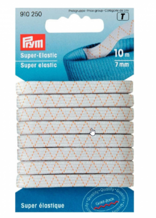 Elastic Velcro Viledon - Elastic super, elasticitate, 7 mm latime, 10 m lungime, alb, Prym