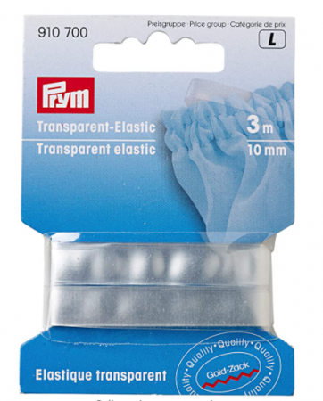 Elastic Velcro Viledon - Elastic transparent, 10 mm latime, 3 m lungime, pentru lenjerie, Prym