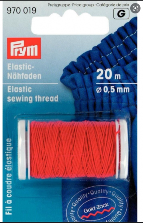 Mercerie - Fir elastic de cusut, tricotat, rosu, 0,5 mm grosime, 20 m lungime, Prym