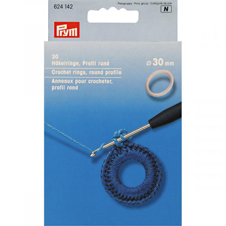 Andrele si crosete - Inele pentru crosetat plate, din plastic, diametru 30 mm, 30 buc, Prym 624142