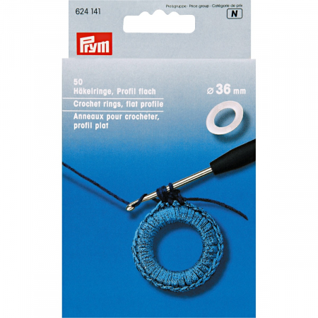 Andrele si crosete - Inele pentru crosetat plate, din plastic, diametru 36 mm, 50 buc, Prym 624141