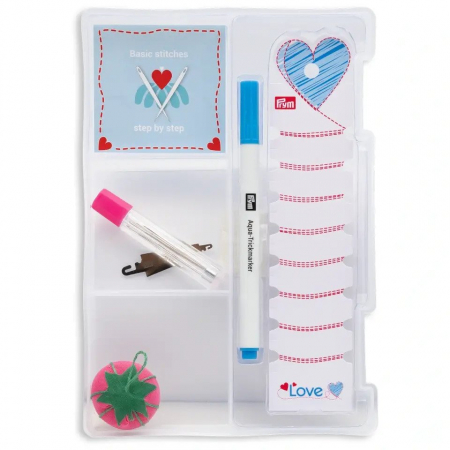 Kit de broderie pentru incepatori, cu instructiuni, gherghef, ace, bobina, foarfeca si alte accesorii, Prym Love [1]