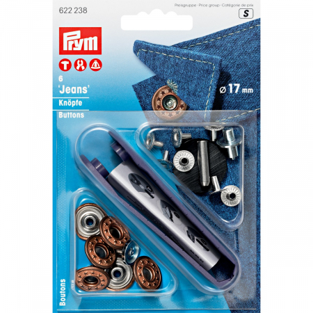 Capse nasturi fermoare - Nasturi pentru jeans, model Stars, 6 bucati, 17 mm, Prym, 622238