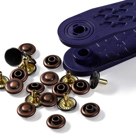 Capse nasturi fermoare - Nituri pentru buzunare, riveti de 9mm x 24buc, cupru antic Prym