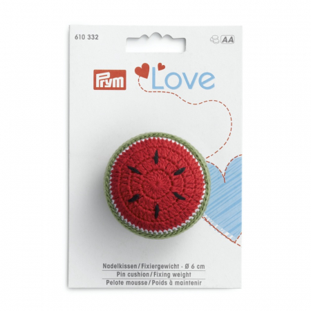 Ace de cusut - Perna ace cu greutate de fixare, diametru 6 cm, design pepene, Prym Love 610332