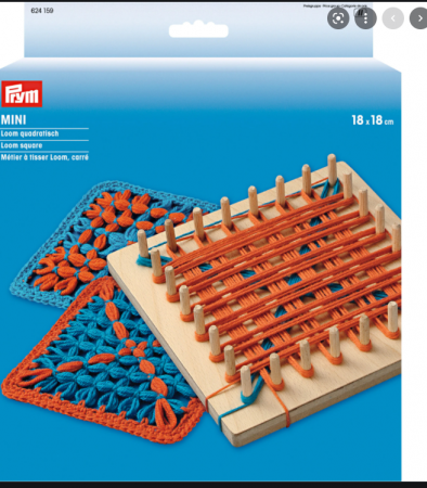 Tricotat - Rama de tricotat, de tesut, 18x18 cm cu 40 carlige de lem si ac de lana, Loom Mini Prym, 624159