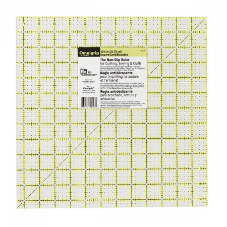 Rigle planse cuttere - Rigla antiderapanta pentru croitorie, patchwork, design grafic, 12,5x12,5 inch, PRYM 610216