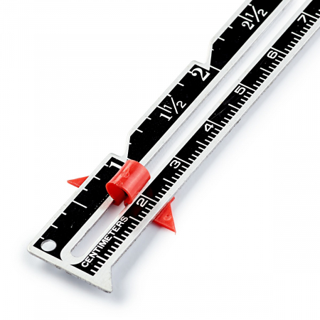 Rigle planse cuttere - Rigla croitorie, butoniere, metalica, cu distantier, 12,5 cm, Prym, 611738
