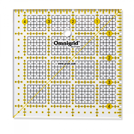 Rigle planse cuttere - Rigla patrata pentru croitorie, patchwork, design grafic, 4,5 x 4,5 inch, PRYM 611473