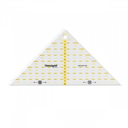Rigle planse cuttere - Rigla tip triunghi de 45 de grade, pentru croitorie, patchwork, design grafic, gradata in inch, PRYM 611640