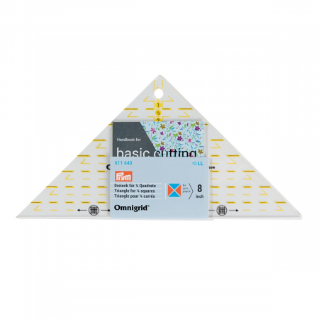 Rigla tip triunghi de 45 de grade, pentru croitorie, patchwork, design grafic, gradata in inch, PRYM 611640 [1]