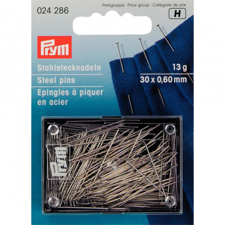 Ace de cusut - Set ace cu gamalie, fine, 30x0.60 mm, argintii, Prym, 24286