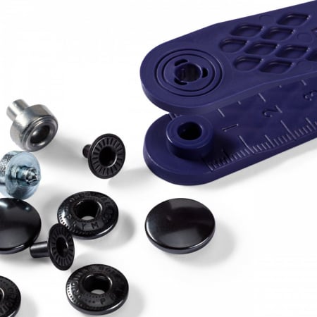 Set capse metalice, anorak pentru textile, negru oxidat, de 15 mm, cu aplicator, Prym, 390302 [1]