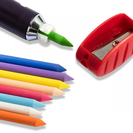 Creioane marker lupa - Set creion croitorie, de marcat, cu 16 rezerve de crete, 9 culori, Prym, 610846
