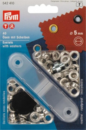 Capse nasturi fermoare - SET OCHETI  CU SAIBA 5 MM, Argintii, Prym 542410
