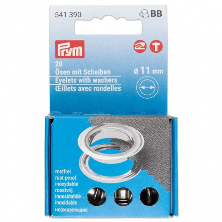Capse nasturi fermoare - Set ocheti cu saiba argintii, diametru 11 mm, 20 bucati, Prym