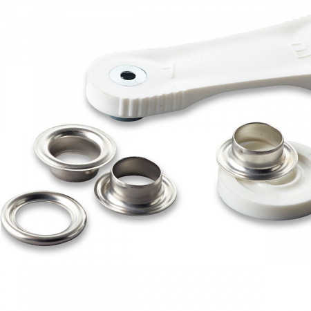 Set ocheti de 11 mm, cu dispozitiv de atasare, argintii, 15 buc, Prym, 541370 [1]