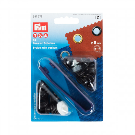 Set ocheti de 8 mm, negru oxid cu dispozitiv de atasare, 24 buc, Prym, 541376 [1]